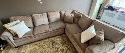 The author's well-worn, six-seater Ethan Allen sleeper couch